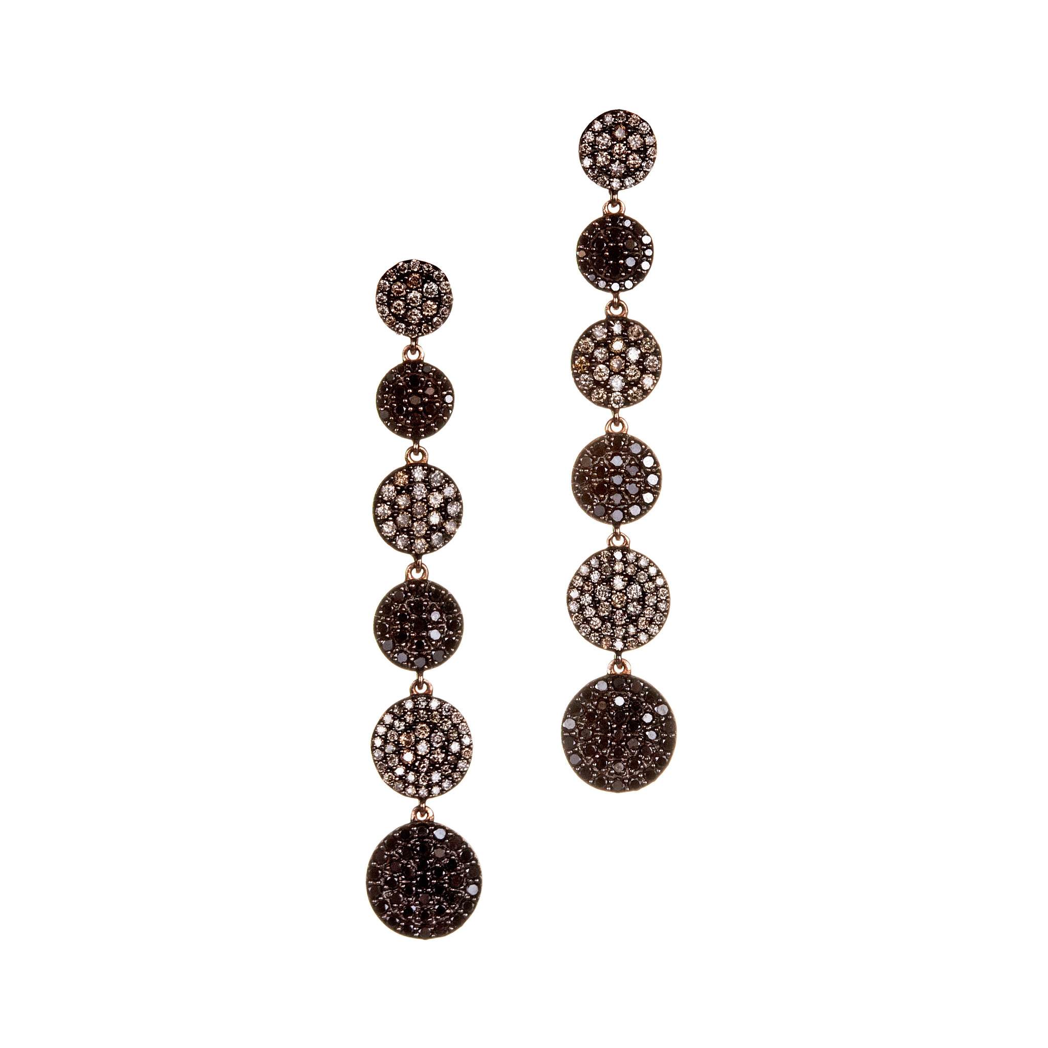 Graziela Gems - Black and Brown Diamond Large Cascade Earrings - 