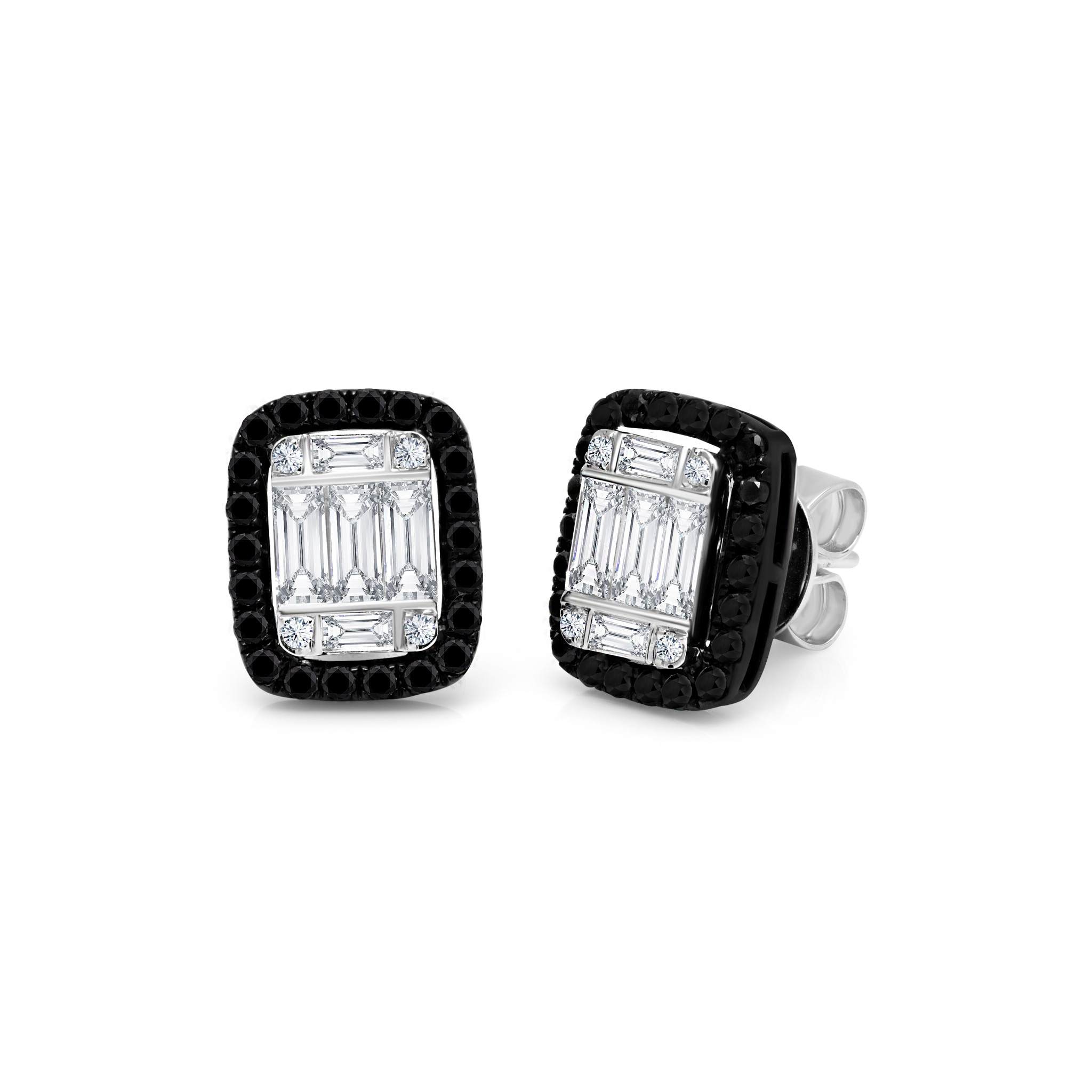 Graziela Gems - Black and White Diamond Ascension Illusion Stud Earrings - 