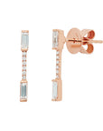 Graziela Gems - Kendall Linear Diamond Baguette Earrings - Rose Gold