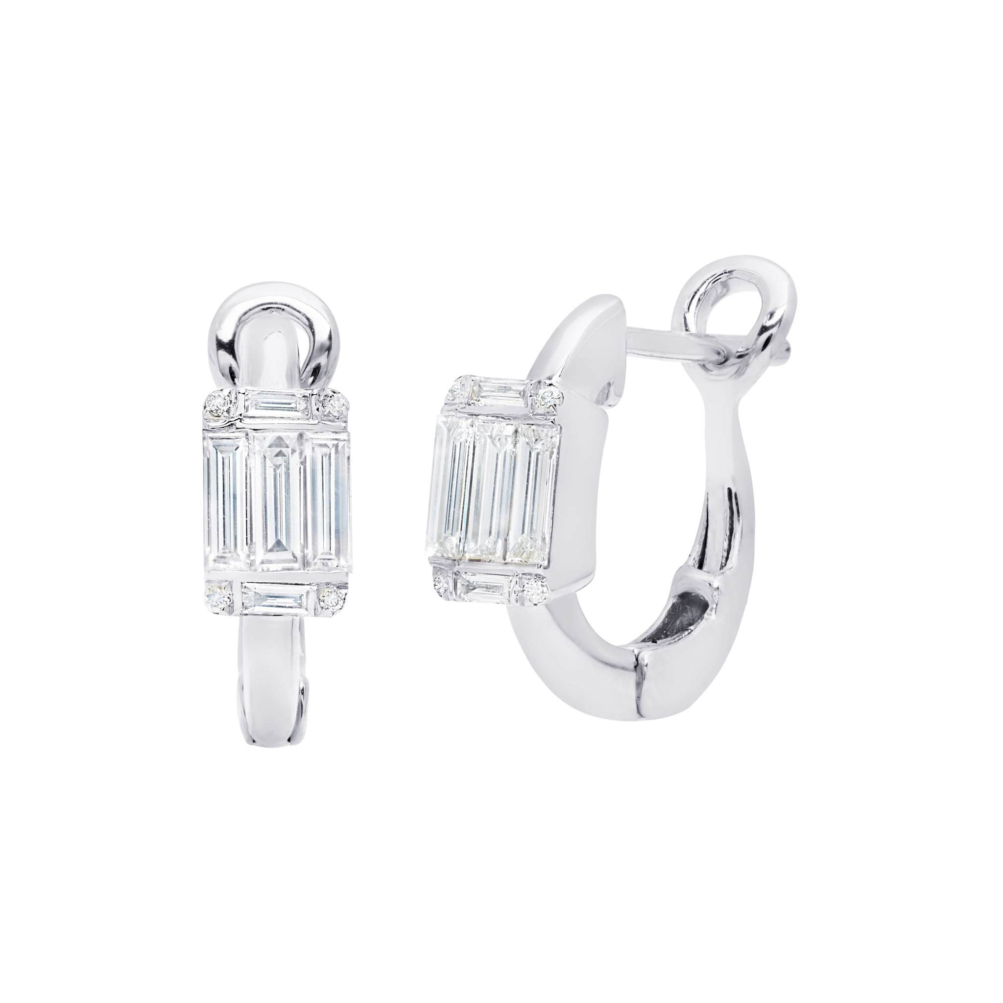 Graziela Gems - Diamond Ascension Illusion Huggie Earrings - White Gold