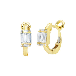 Graziela Gems - Diamond Ascension Illusion Huggie Earrings - Yellow Gold