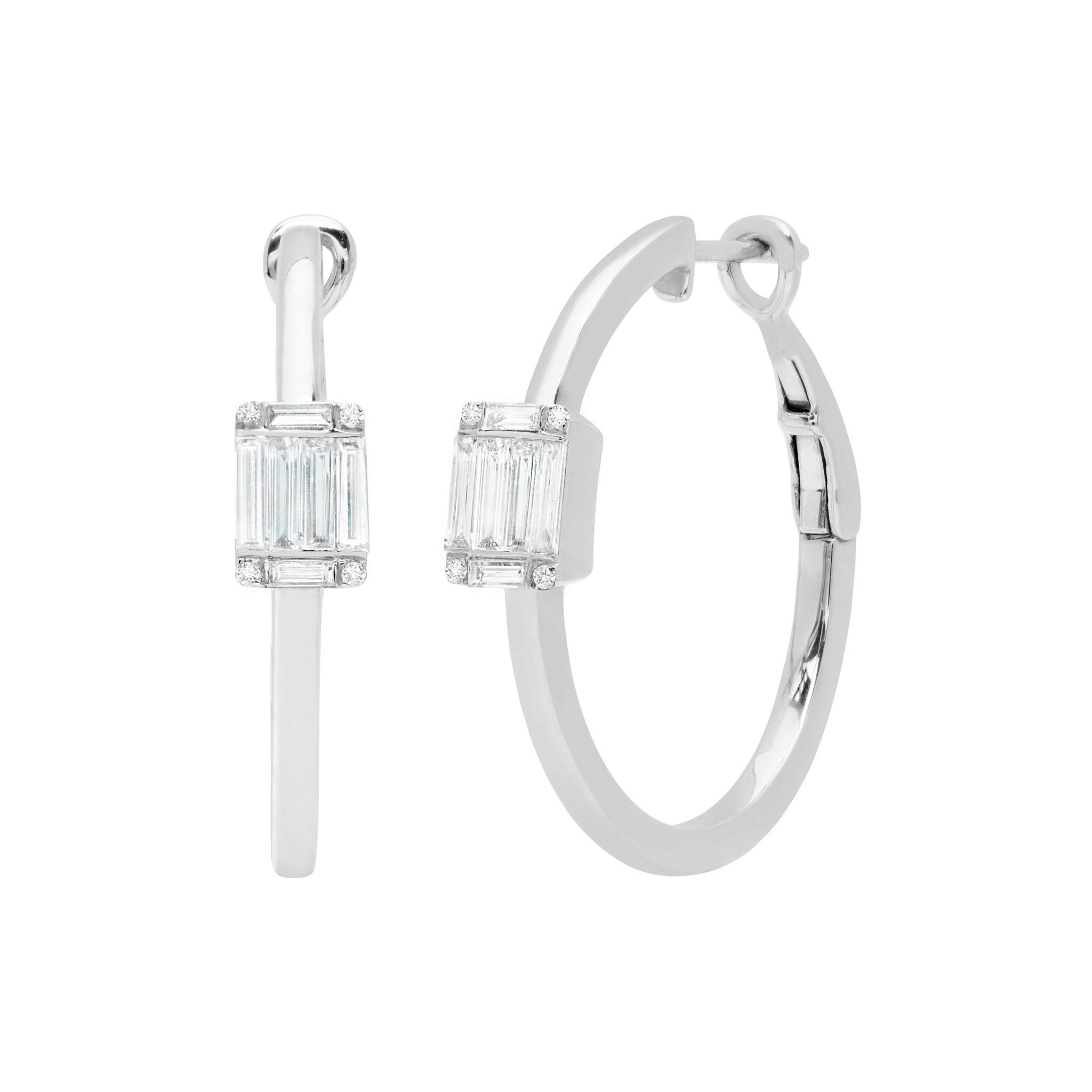 Graziela Gems - Diamond Single Ascension Illusion Hoop Earring - White Gold