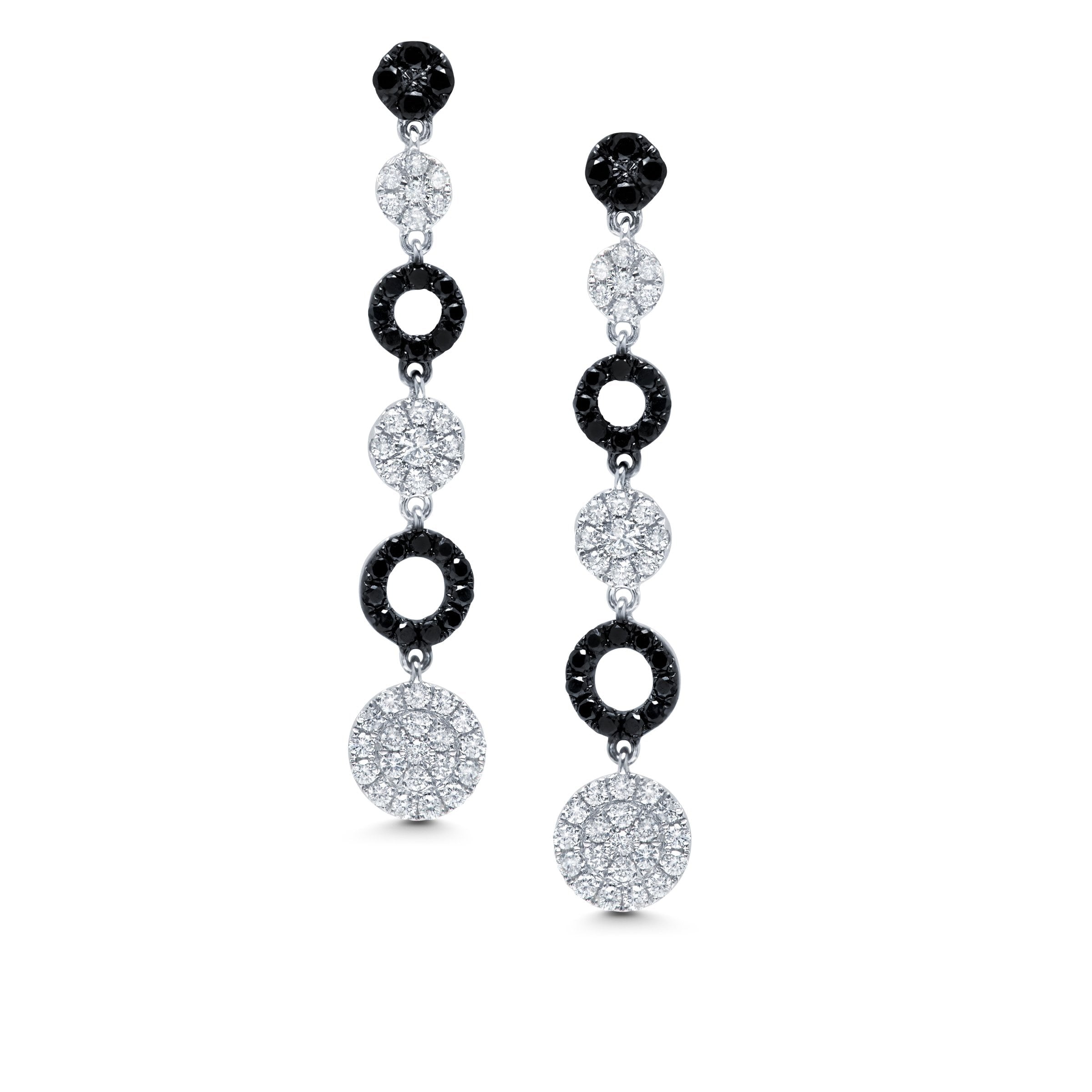 Graziela Gems - Black &amp; White Diamond Cascade Earrings - 