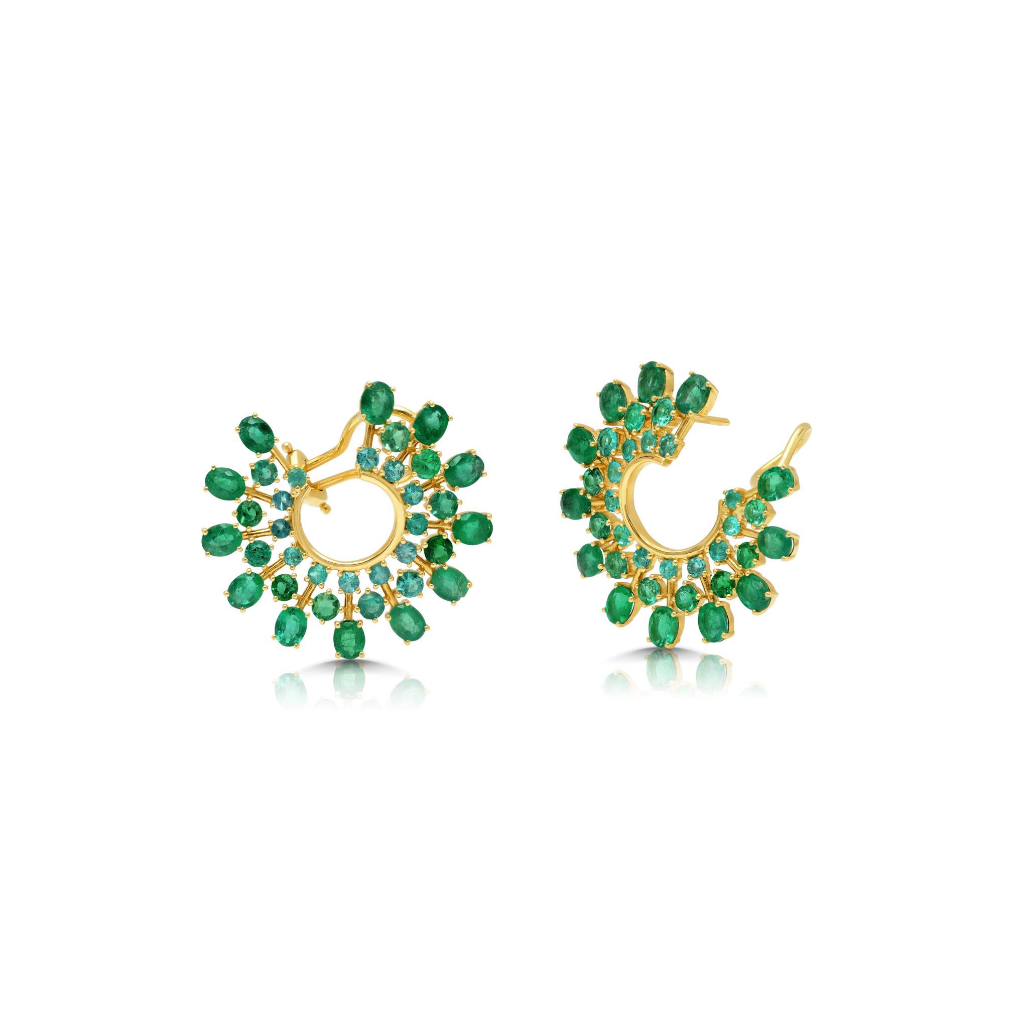 Graziela Gems - Emerald &amp; Paraiba Hoop Earrings - 
