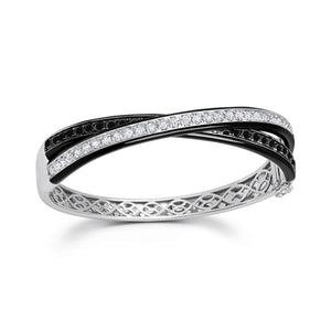 Graziela Gems - Double Black & White Diamond Enamel Bangle - 