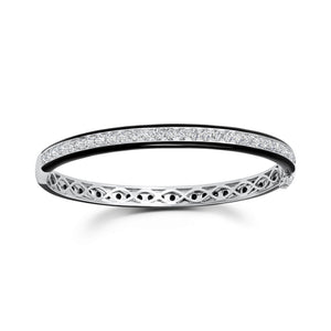 Graziela Gems - Black & White Diamond Double Sided Enamel Bangle - 