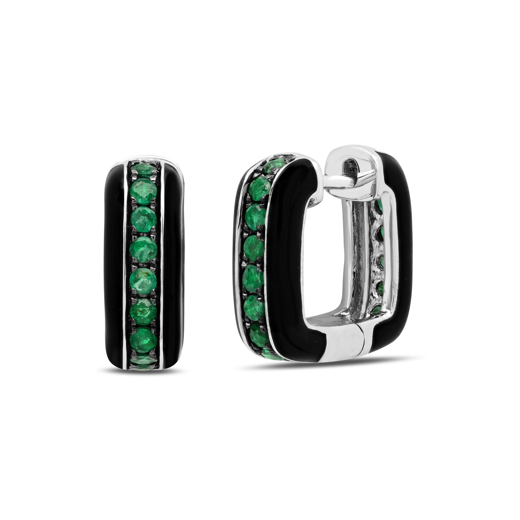 Graziela Gems - Emerald & Enamel Earrings - 