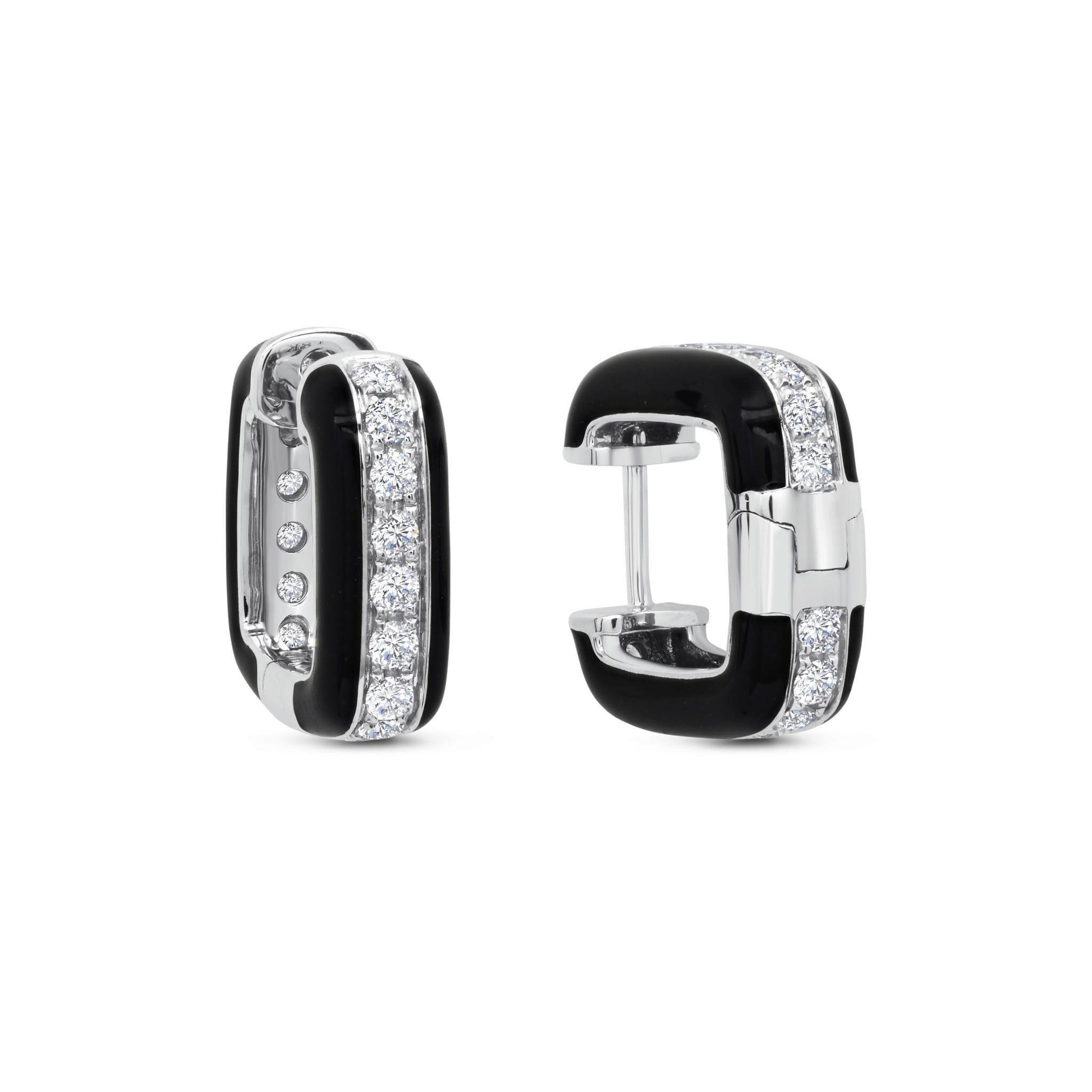 Graziela Gems - Diamond & Enamel Huggies - 