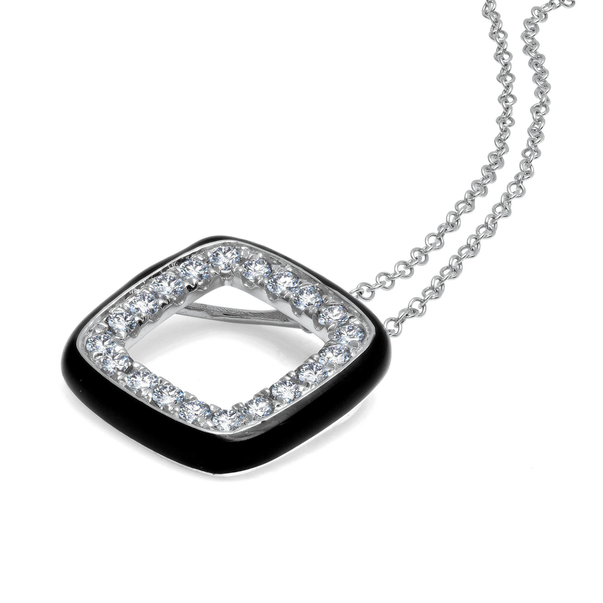 Graziela Gems - Necklace - Diamond &amp; Enamel Pendant - 