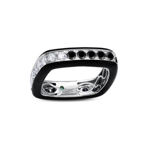 Black & White Diamond Enamel Full Band Ring
