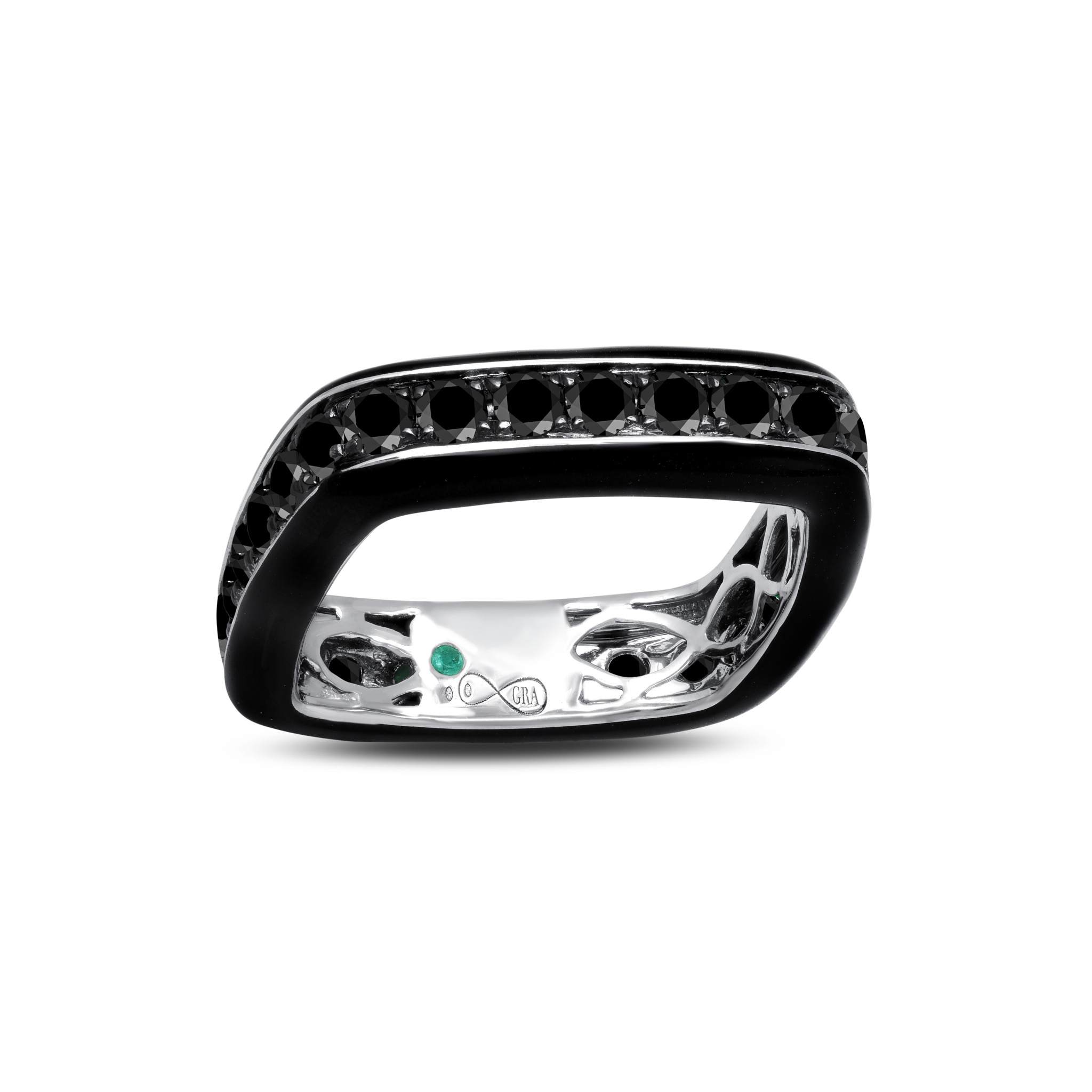 Black Diamond Enamel Full Band Ring