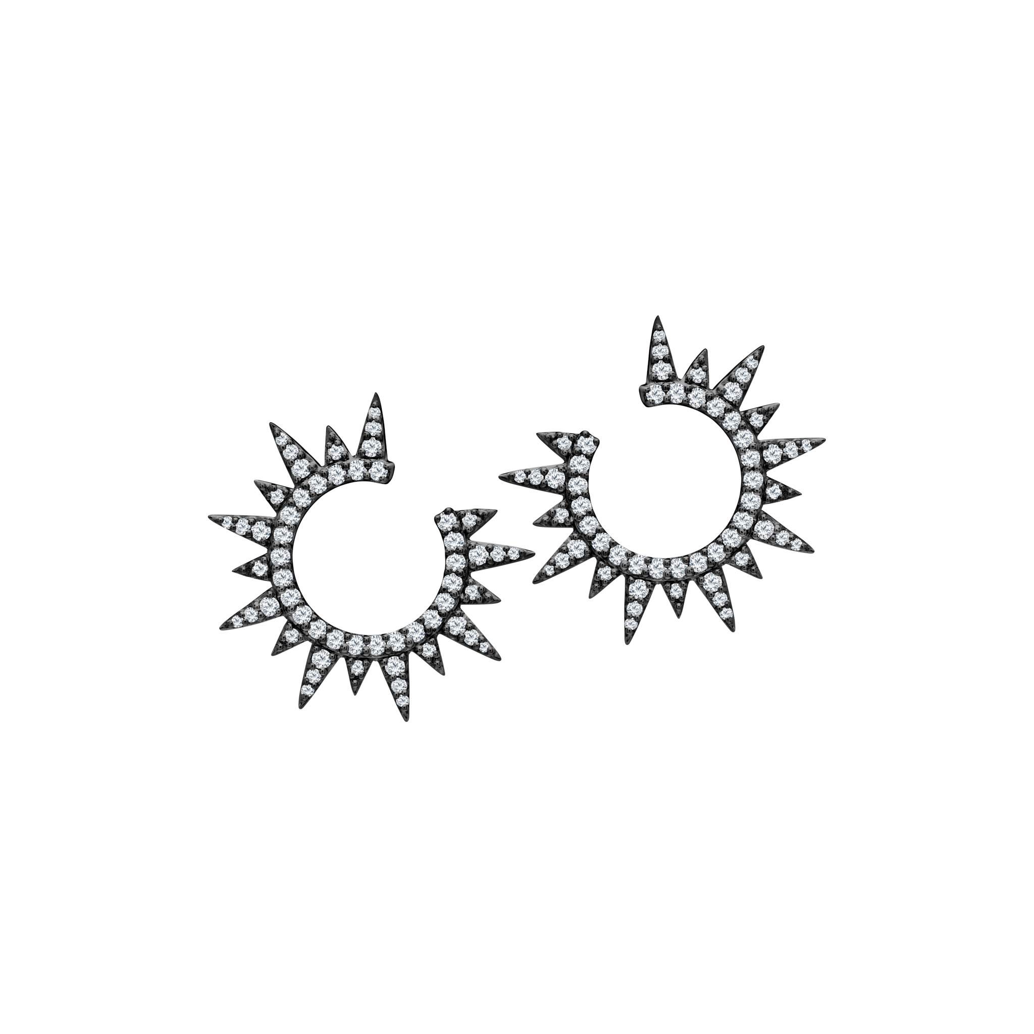 Graziela Gems - Diamond Starburst Earrings - Black