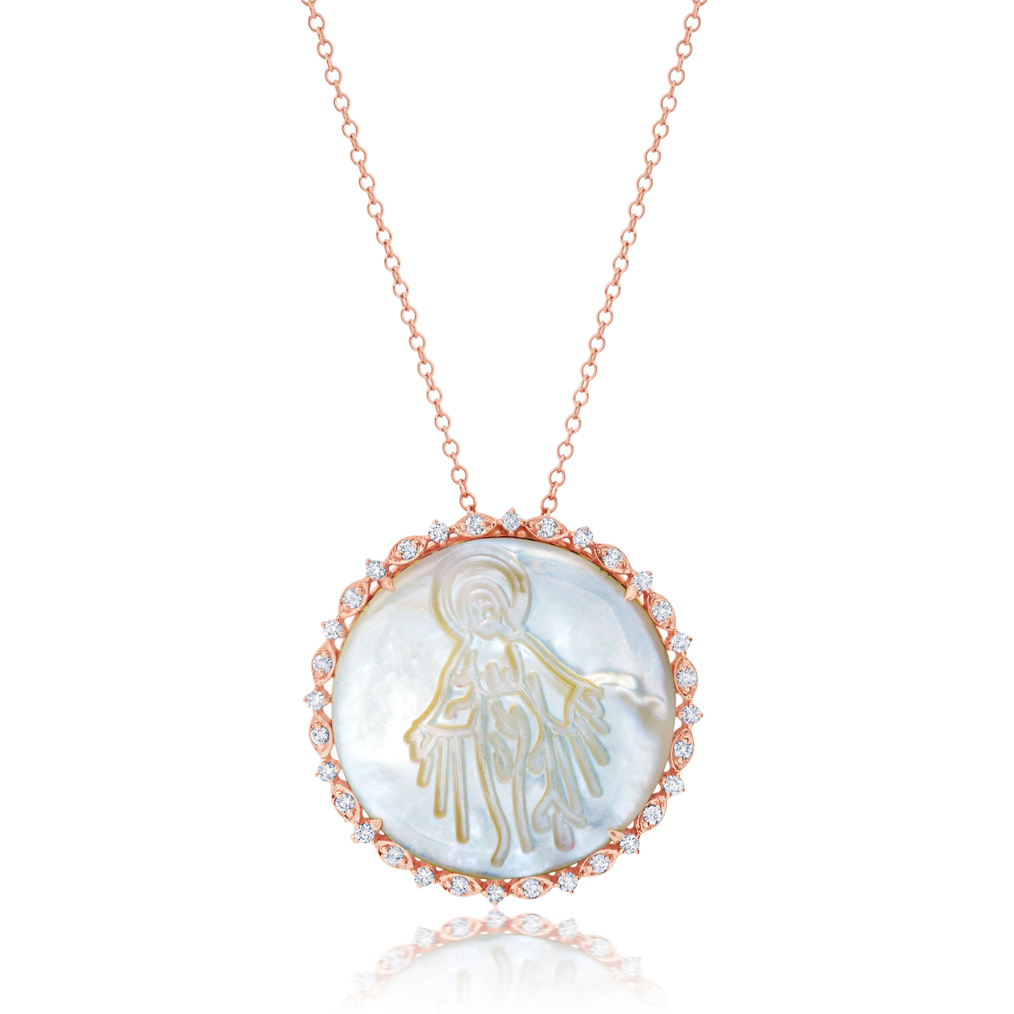 Round Virgin Mary Necklace