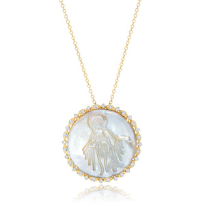 Round Virgin Mary Necklace