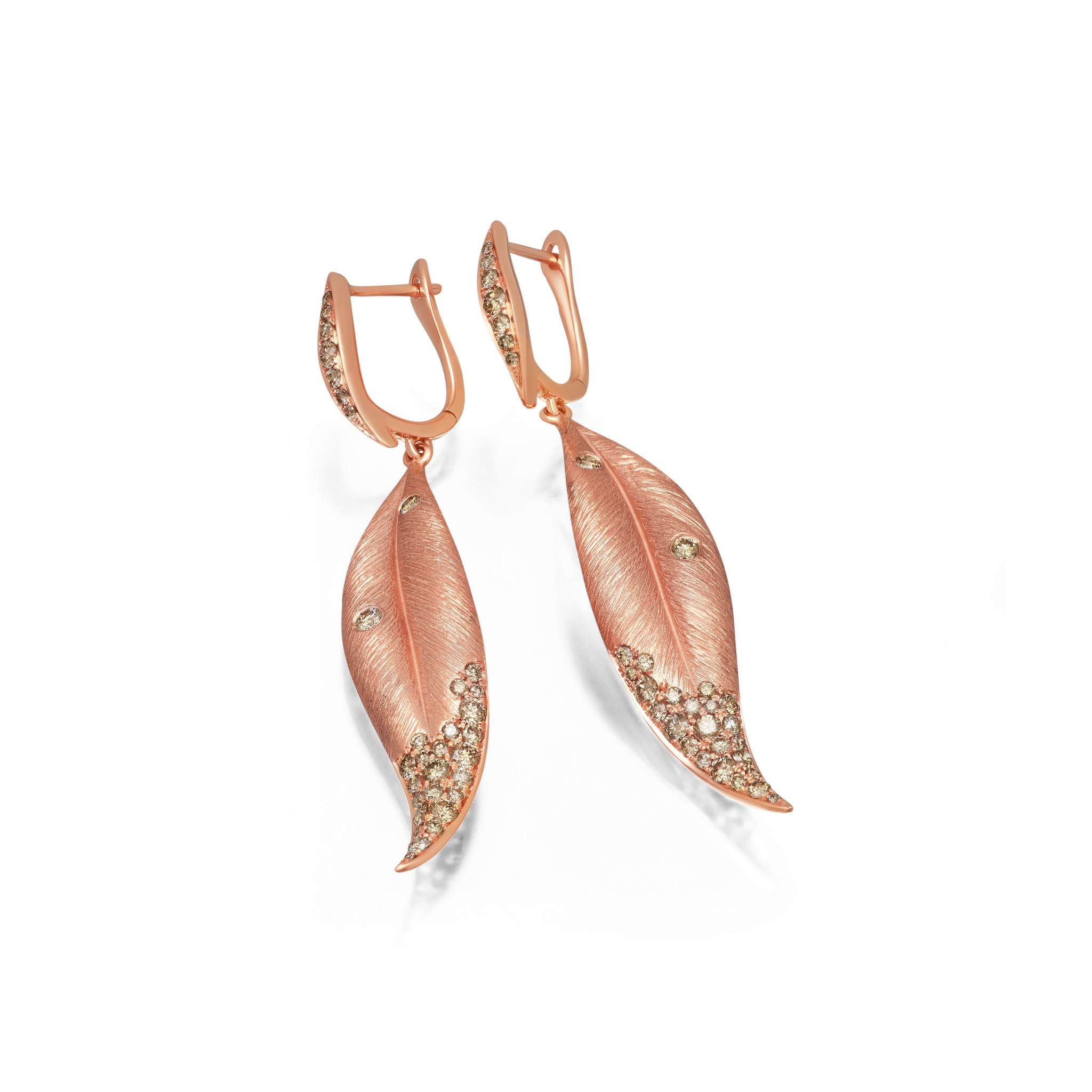 Graziela Gems - Champagne Diamond Folha Drop Earrings - 