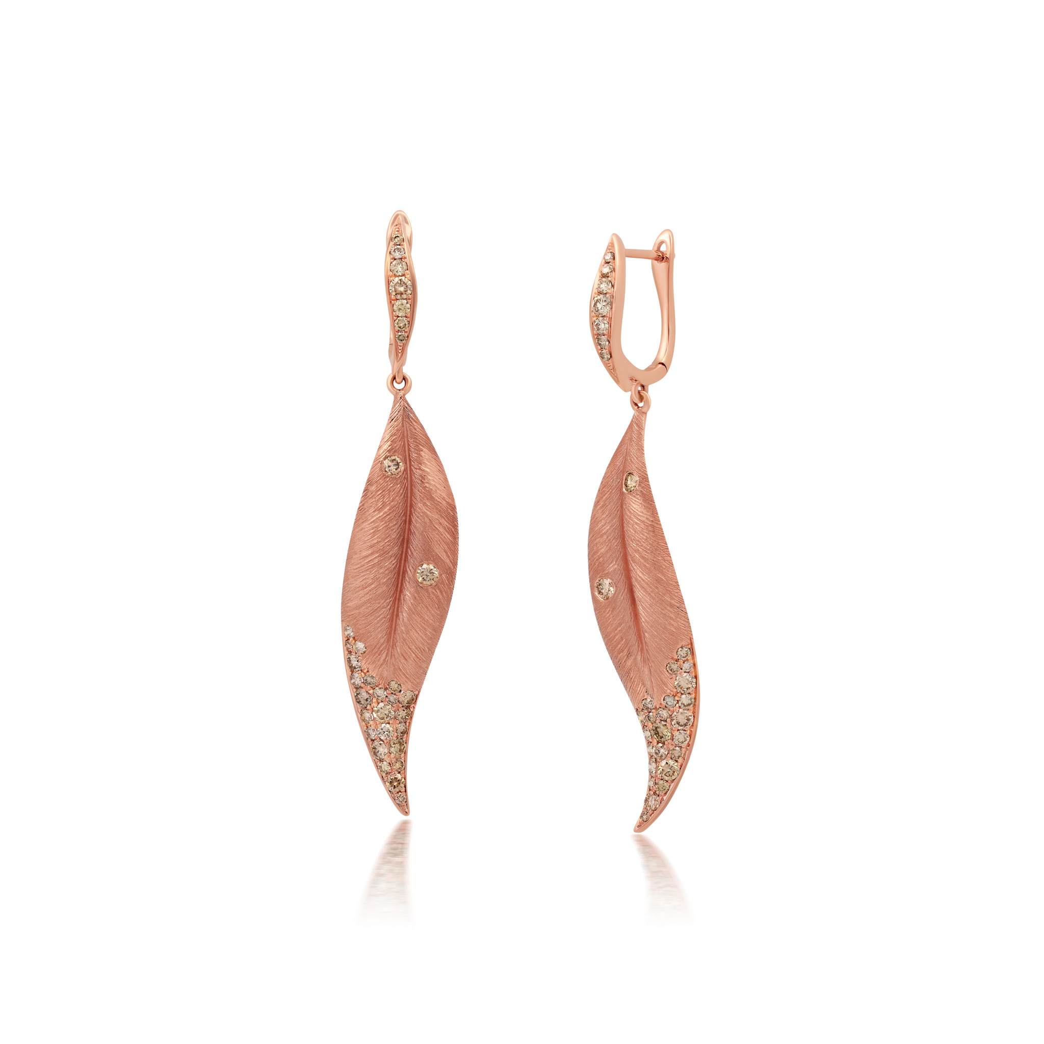 Graziela Gems - Champagne Diamond Folha Drop Earrings - 