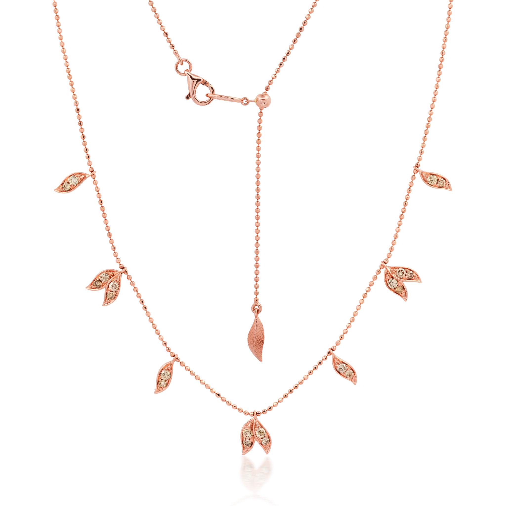 Graziela Gems - Necklace - Champagne Diamond Adjustable Folha Necklace - 