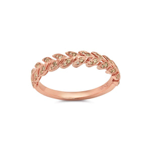 Champagne Diamond Folha Half Band Ring