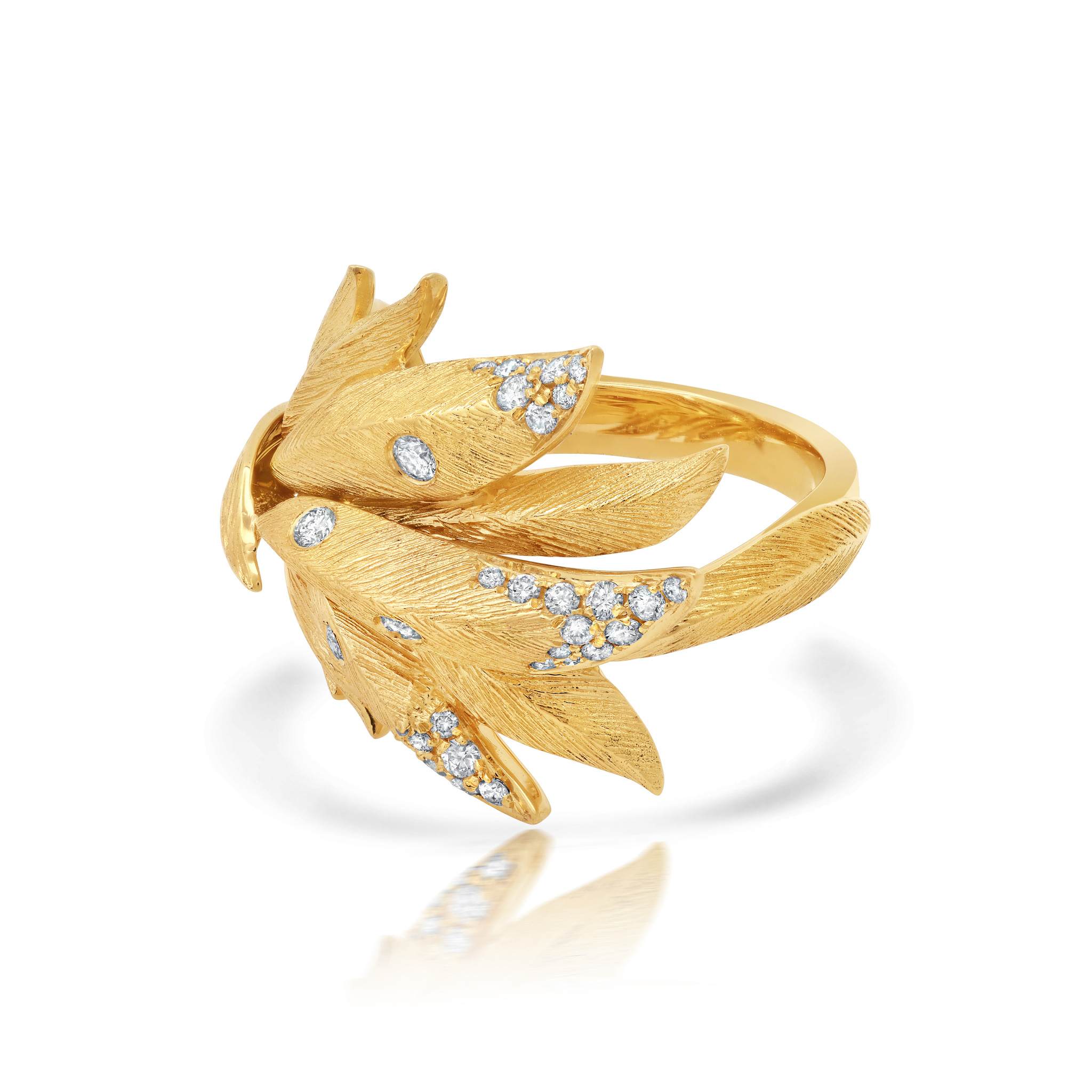 White Diamond Folha Ring