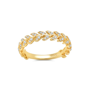 Diamond Folha 3/4 Band Ring