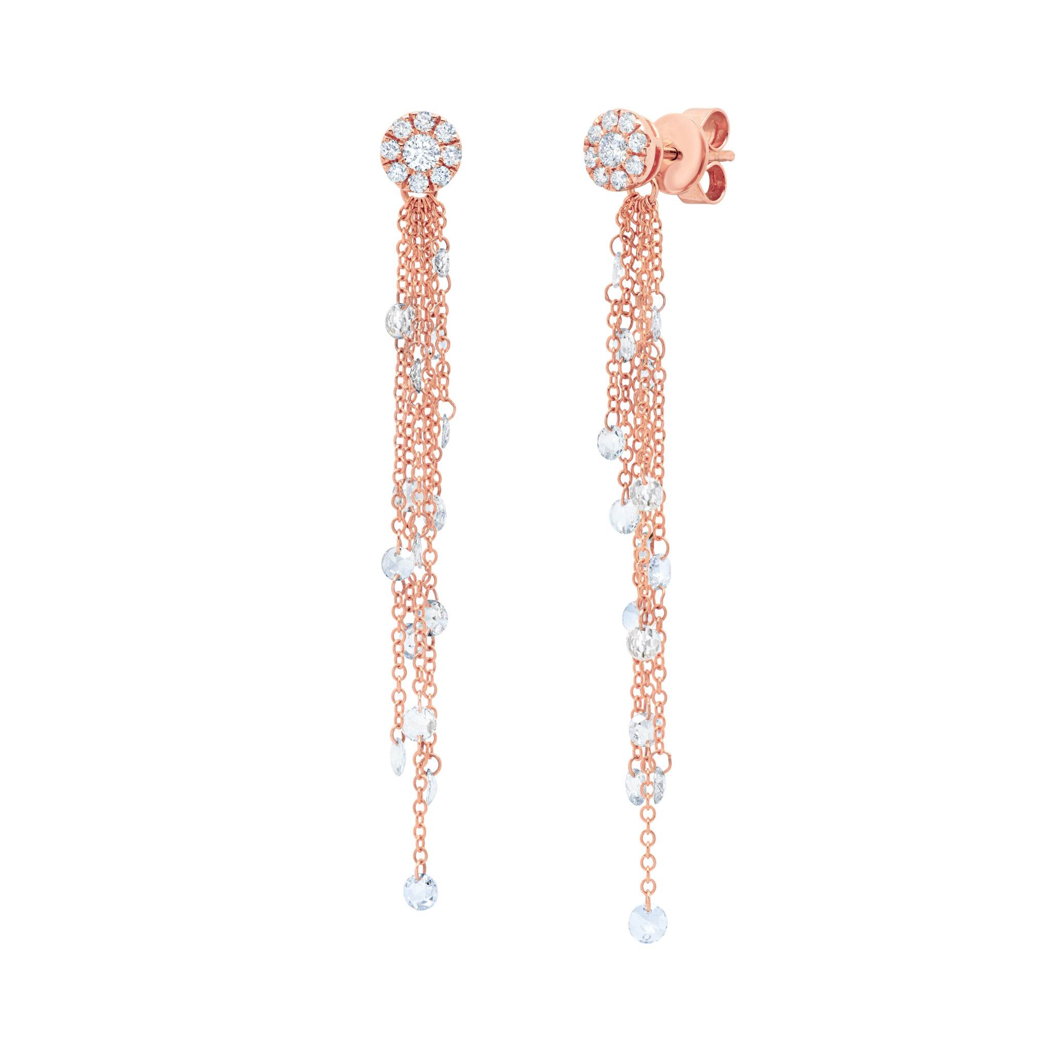 Graziela Gems - Large Floating Diamond Earrings - Rose Gold