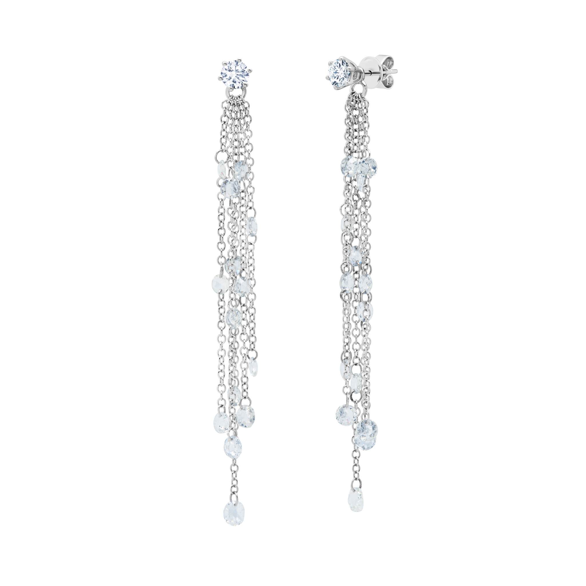Graziela Gems - Floating Diamond Earrings - White