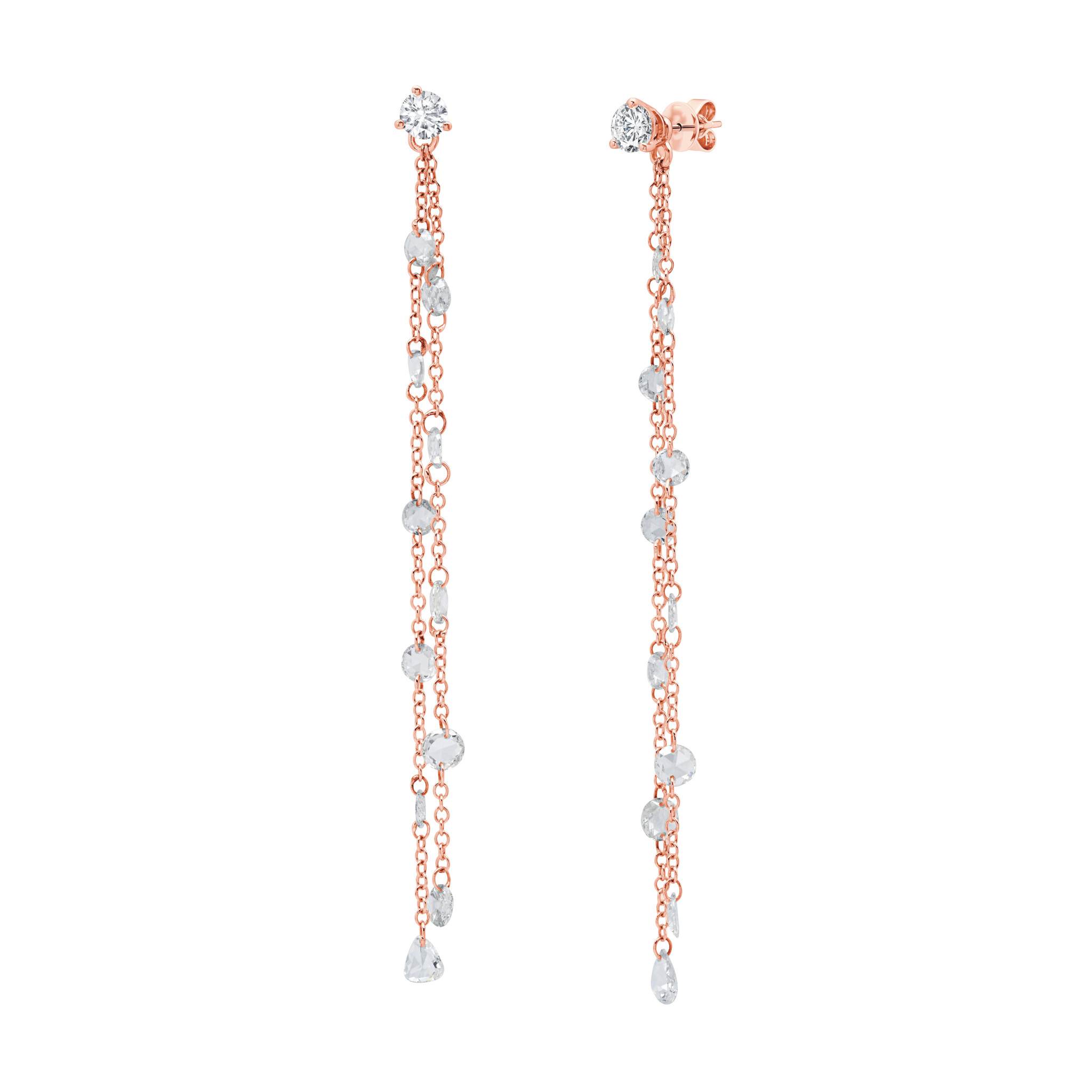 Graziela Gems - Diamond Floating Diamond Earrings - Rose Gold