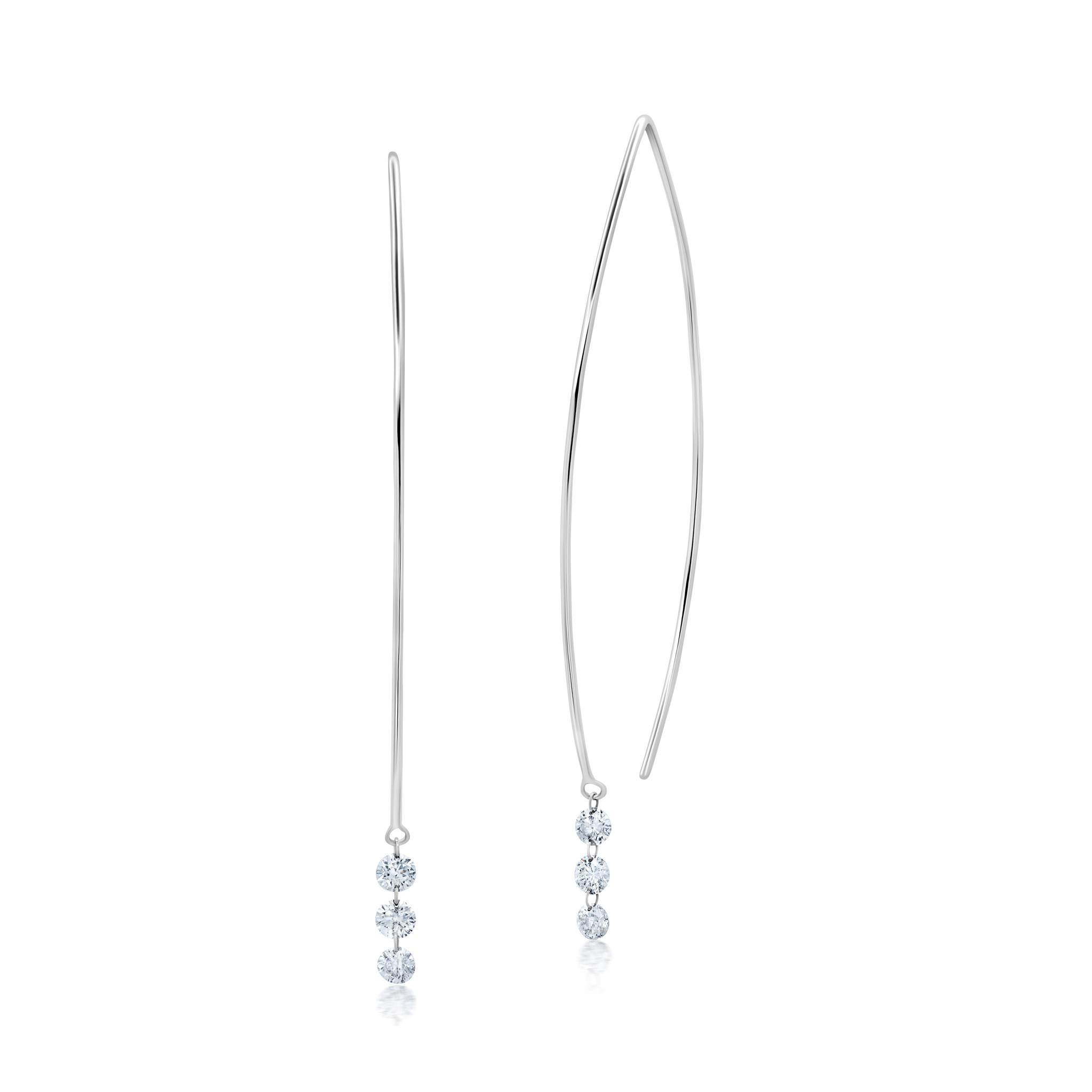 Graziela Gems - Floating Diamond Earrings - White Gold
