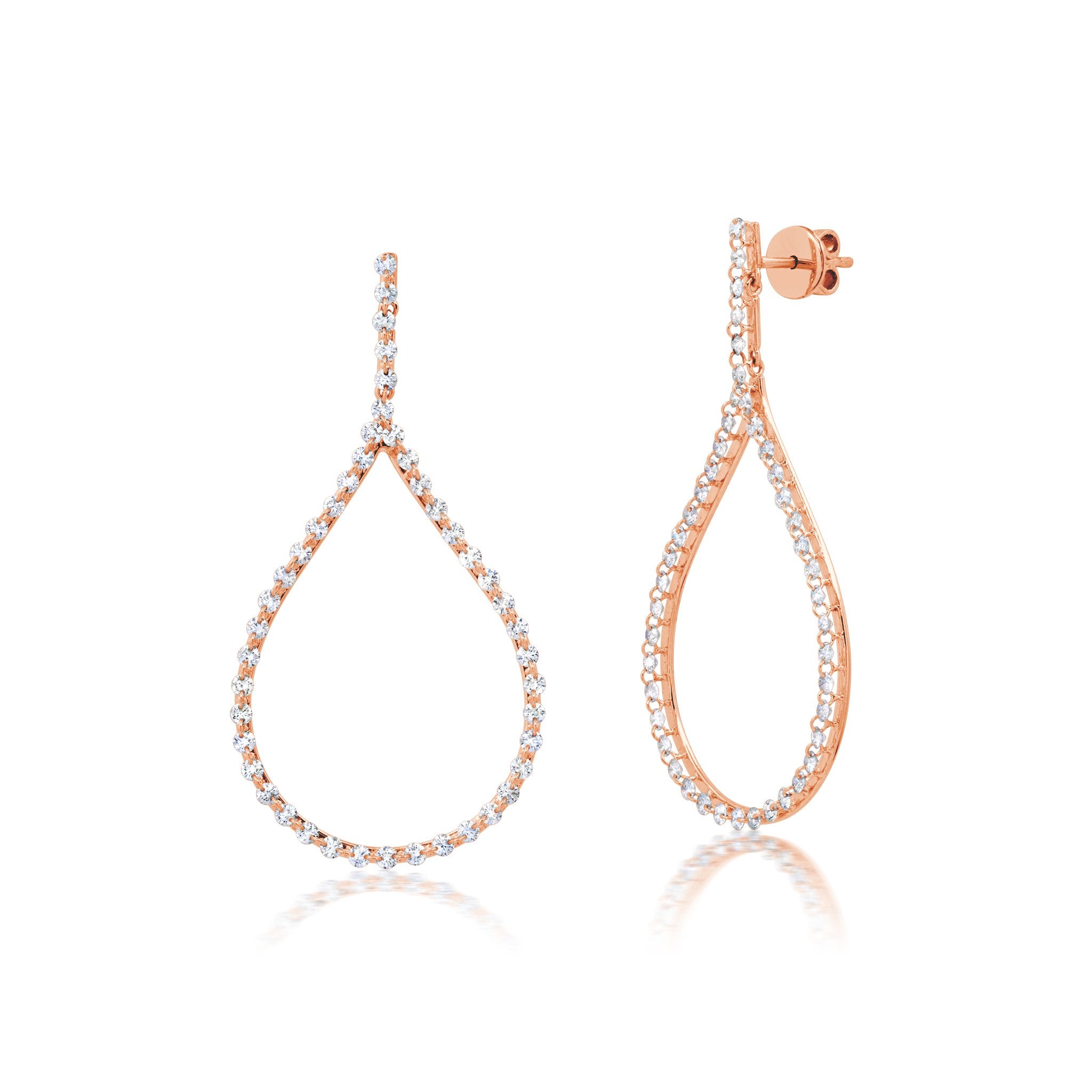 Graziela Gems - Floating Diamond Drop Earrings - Rose Gold