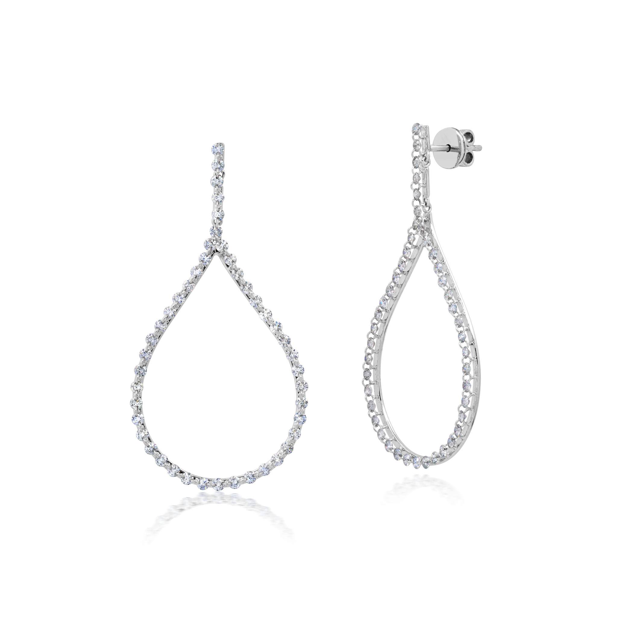 Graziela Gems - Floating Diamond Drop Earrings - White Gold