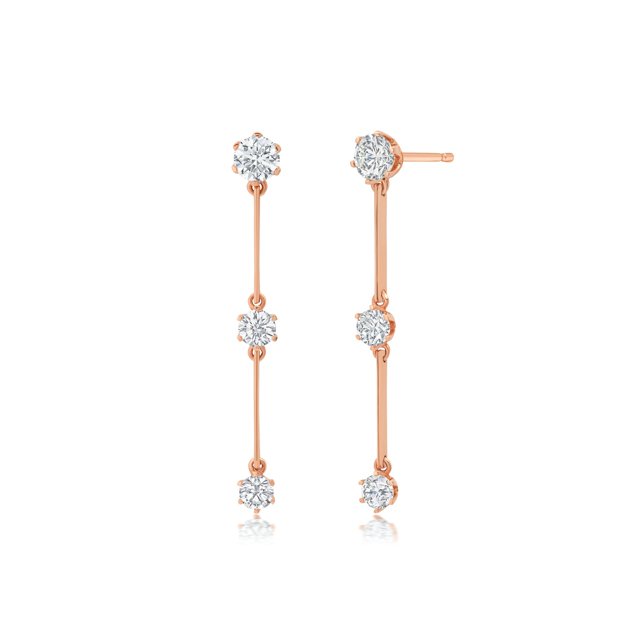 Floating Diamond Triple Drop Earrings