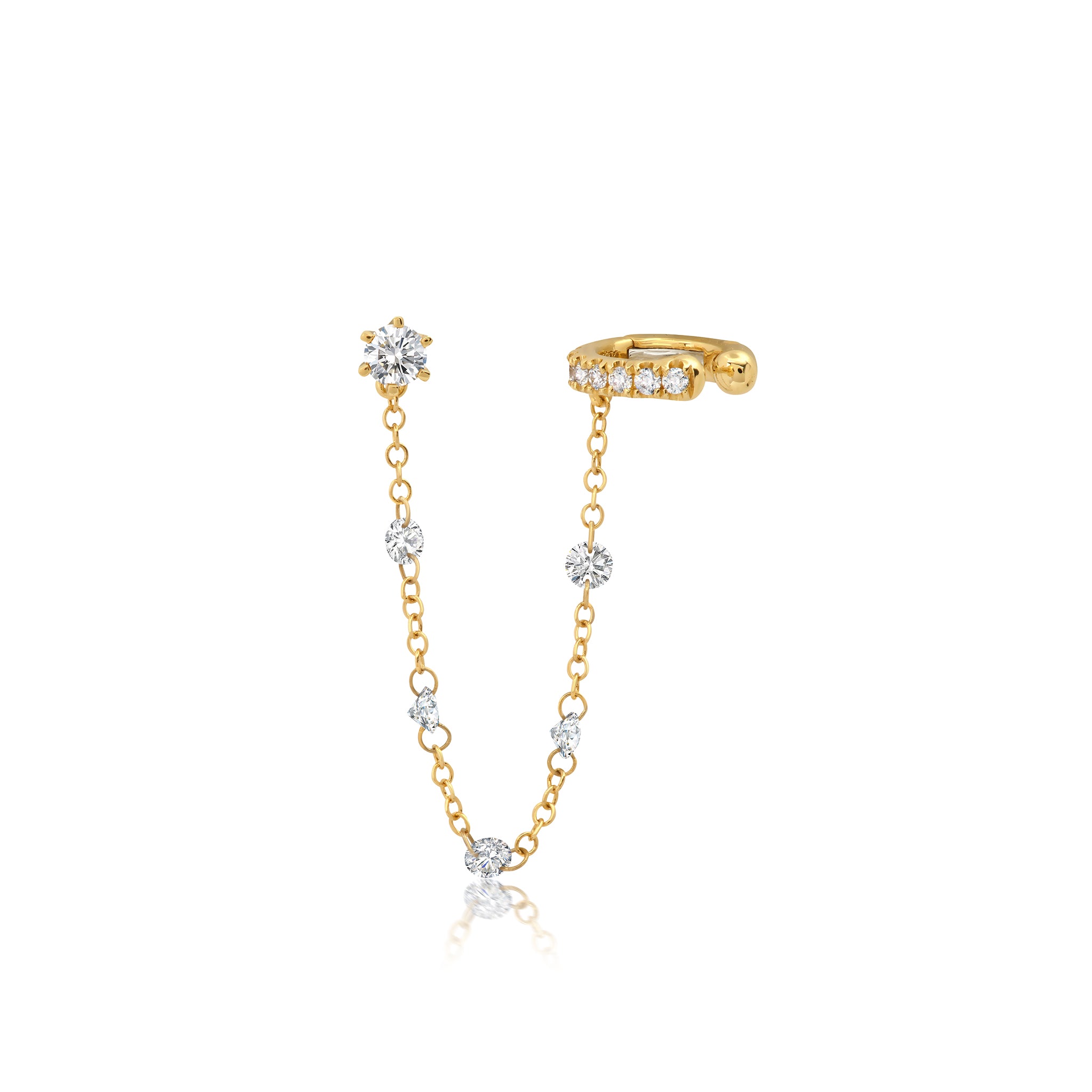 Floating Diamond Earring &amp; Cartilage Cuff