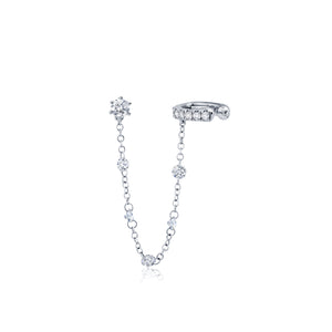Floating Diamond Earring & Cartilage Cuff