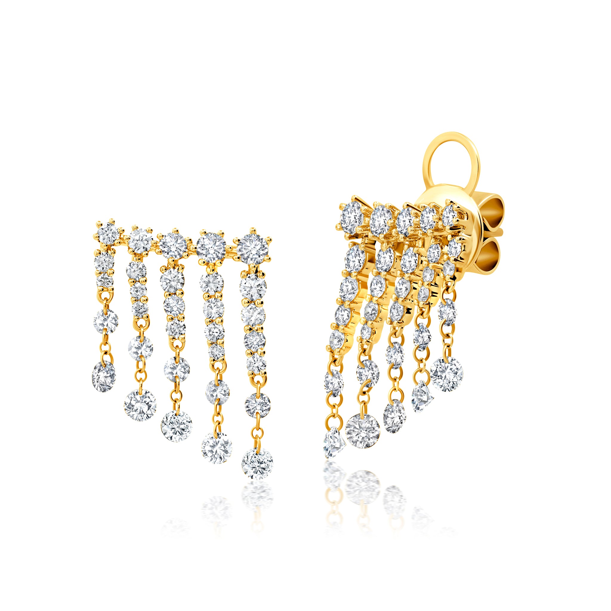 Floating Diamond Fringe Earrings