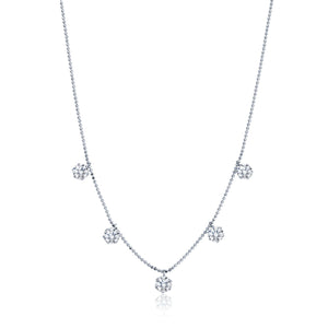 Graziela Gems - Necklace - 3.5ct Floating Diamond Necklace - White Gold