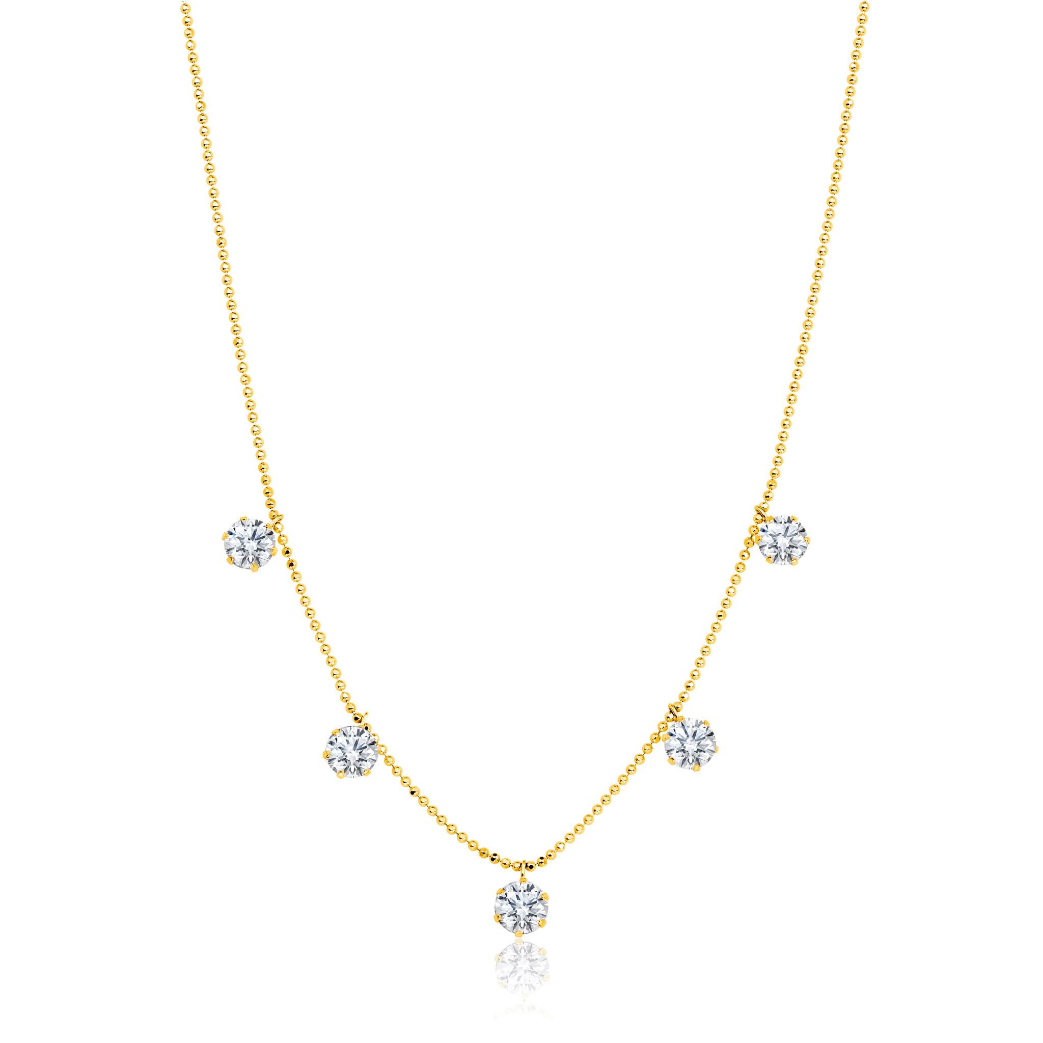 Graziela Gems - Necklace - 3.5ct Floating Diamond Necklace - Yellow Gold