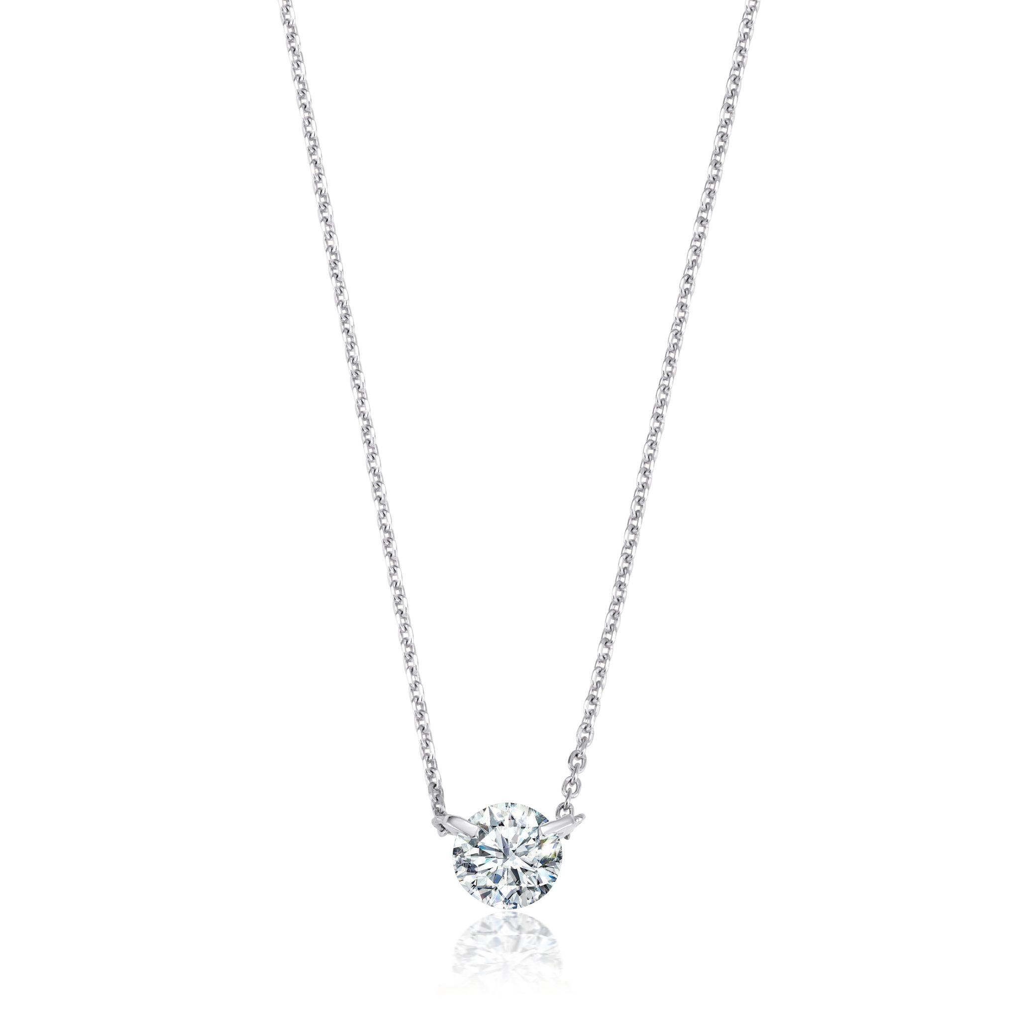 Graziela Gems - Necklace - 1/2ct Single Floating Diamond Necklace - White Gold