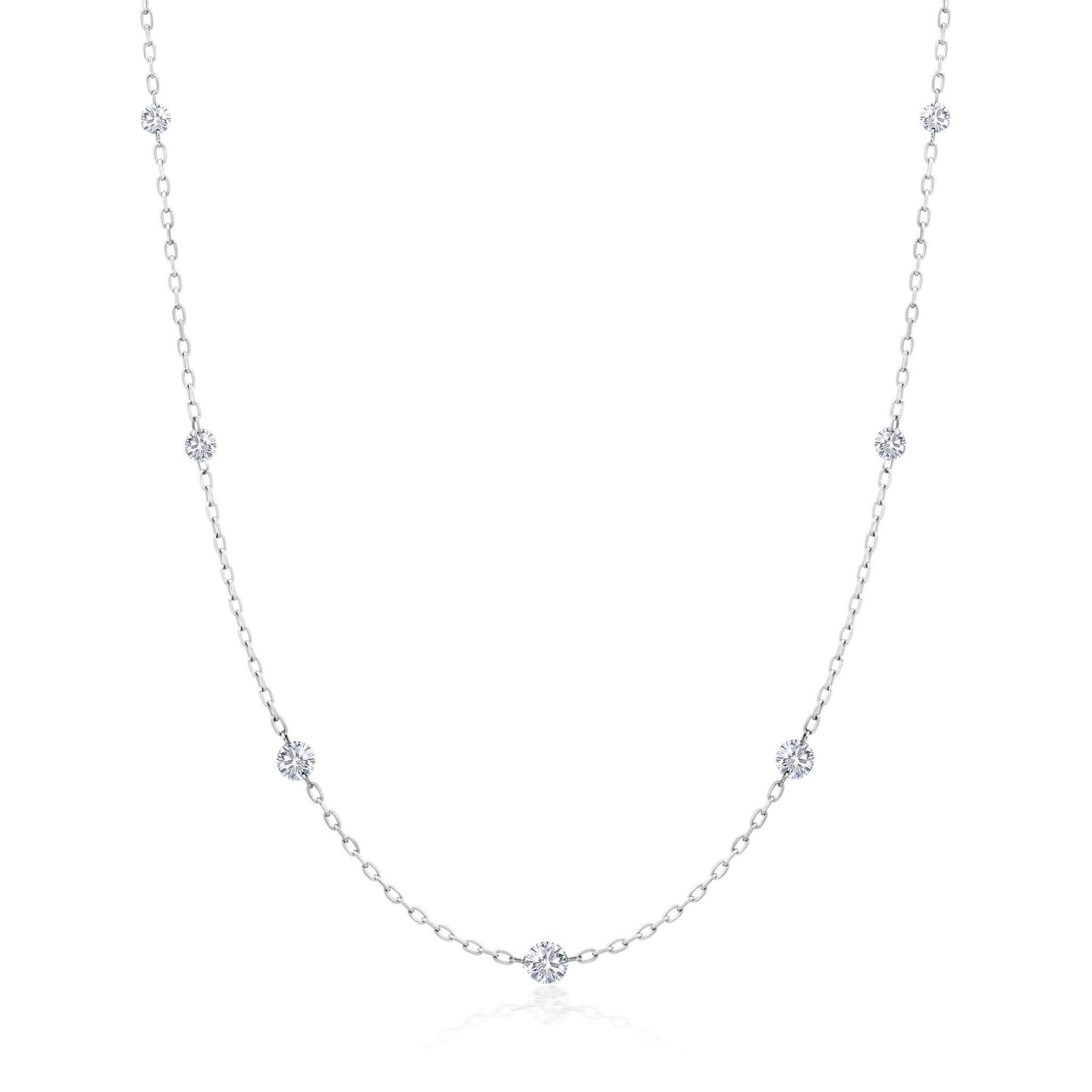 1/2 Ct Floating Diamond Station Necklace – Graziela