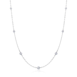 Graziela Gems - Necklace - 1/2 Ct Floating Diamond Station Necklace - White Gold