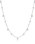 Graziela Gems - Necklace - 1 Ct Floating Diamond Drop & Station Necklace - White Gold