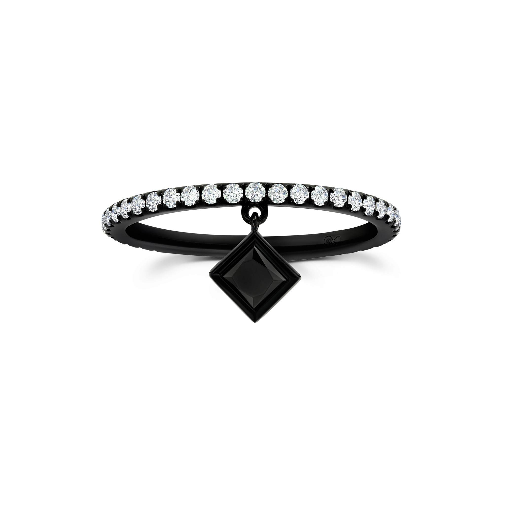Black Diamond Charm Full Band Ring