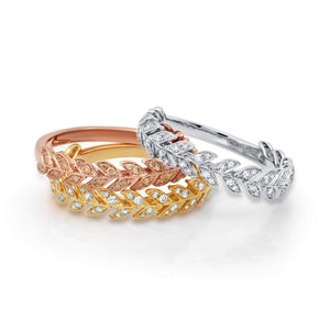 Diamond Folha 3/4 Band Ring