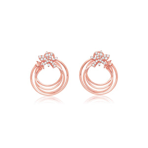 Graziela Gems - Diamond Natura Forward Facing Hoop Earrings - Rose Gold