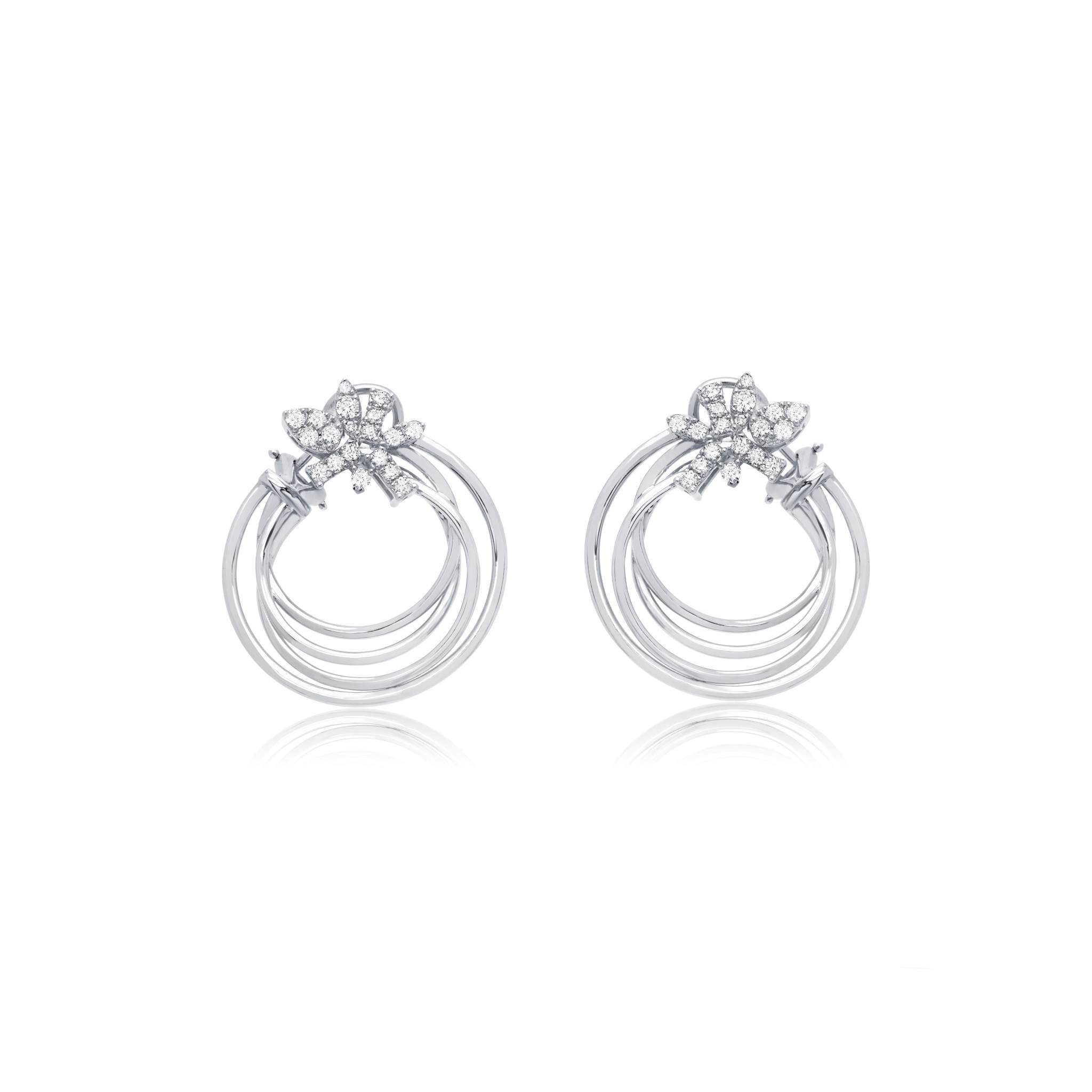 Graziela Gems - Diamond Natura Forward Facing Hoop Earrings - White Gold