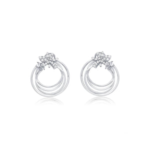 Graziela Gems - Diamond Natura Forward Facing Hoop Earrings - White Gold