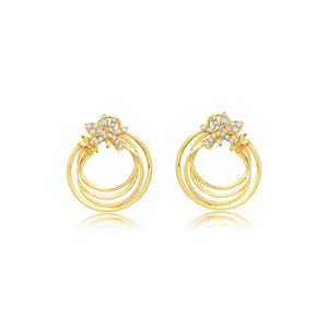 Graziela Gems - Diamond Natura Forward Facing Hoop Earrings - Yellow Gold