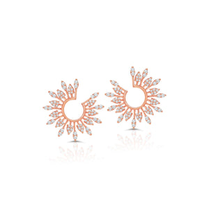Graziela Gems - Diamond Starburst Hoop Earrings - Rose Gold