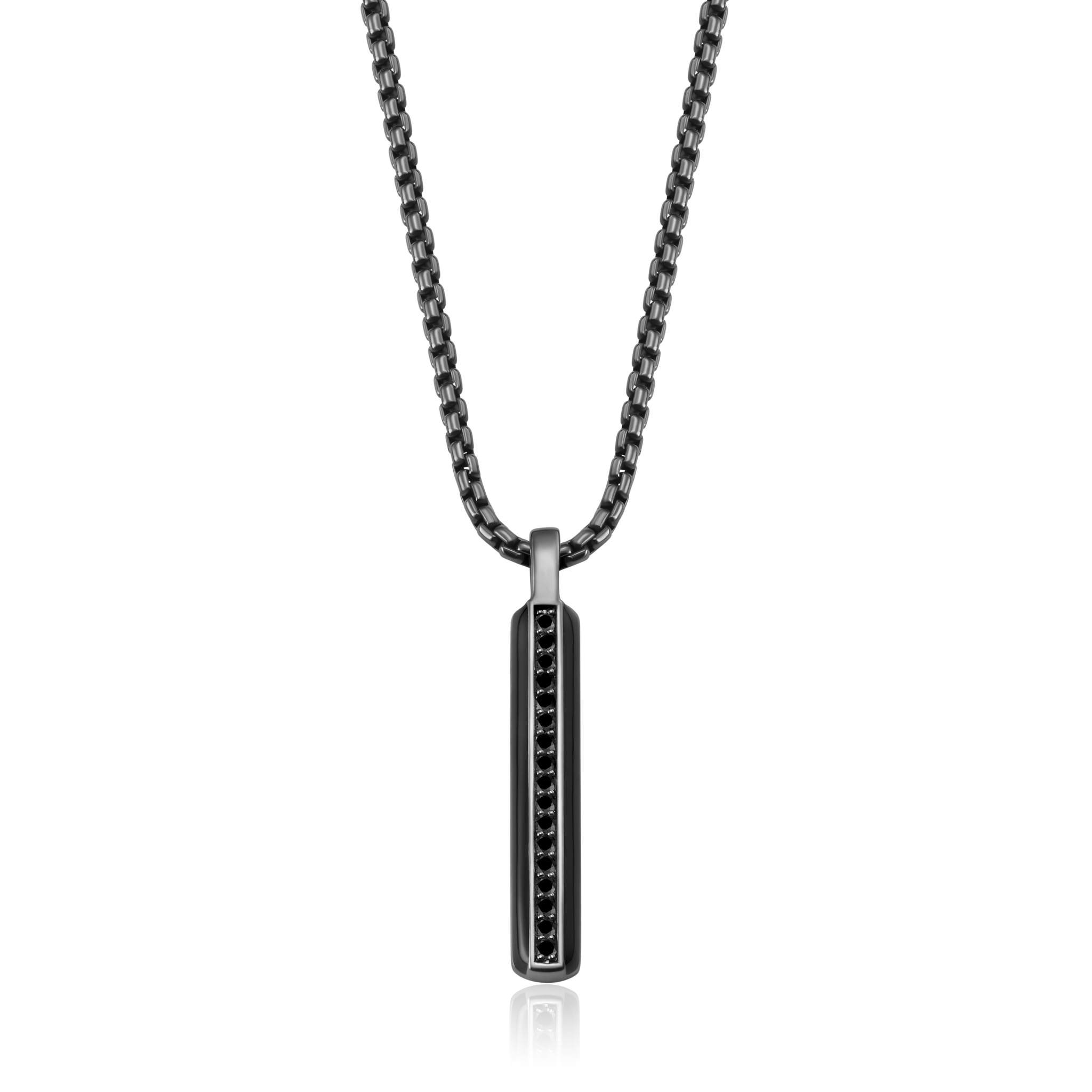 Black Spinel Bastão Necklace