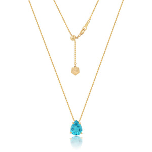 Graziela Gems - Necklace - 18" Pear Shaped Apatite Drop Necklace - Yellow Gold