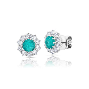 Graziela Gems - Graziela Tourmaline & Diamond Halo Earrings - 